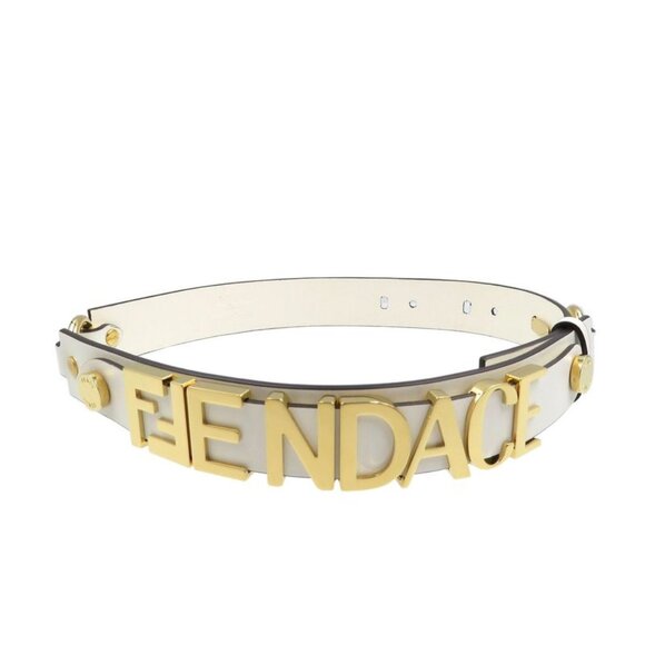 Versace Fendace Fendi 8 C0662 Leather Metal White Gold Belt 1891 Fendace main image 4